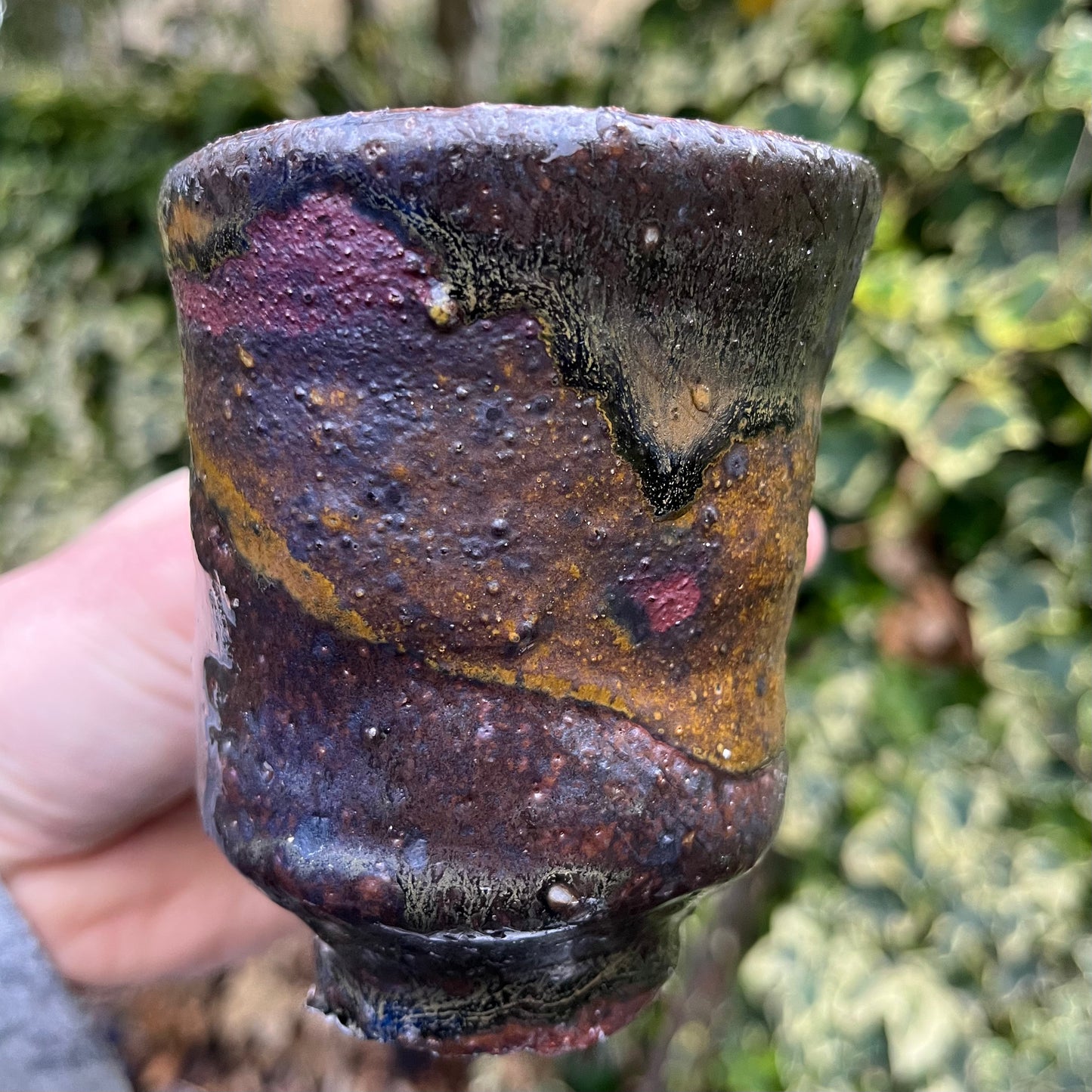 Yellow black purple mug