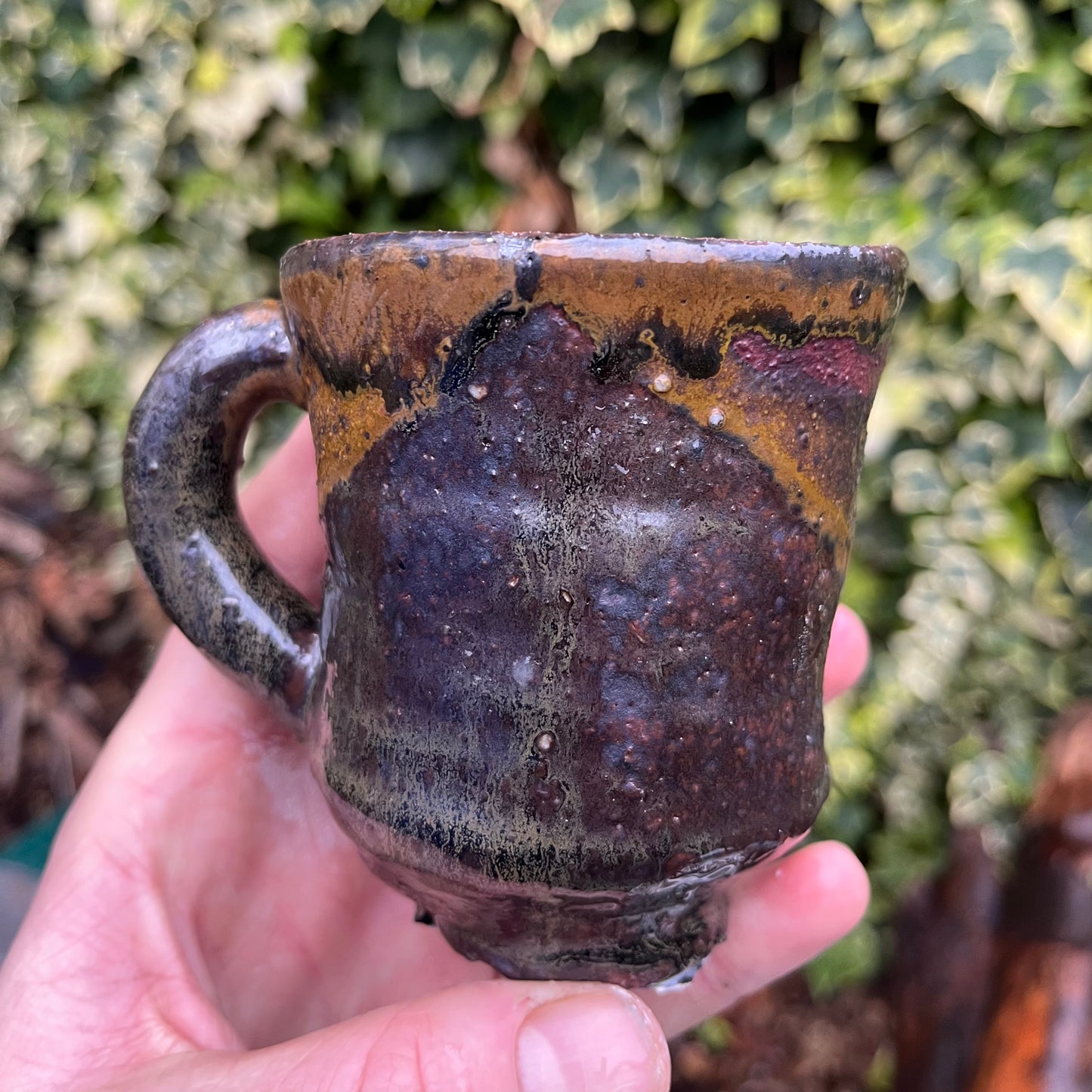 Yellow black purple mug